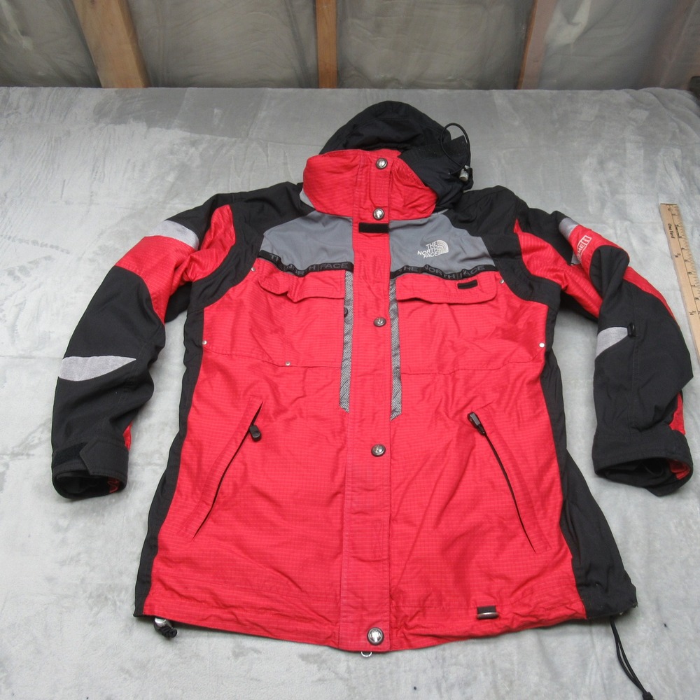 North Face Ski Jacket Womens 12 Red Extreme Gear Rain Wind Hooded Full Zip VTG
